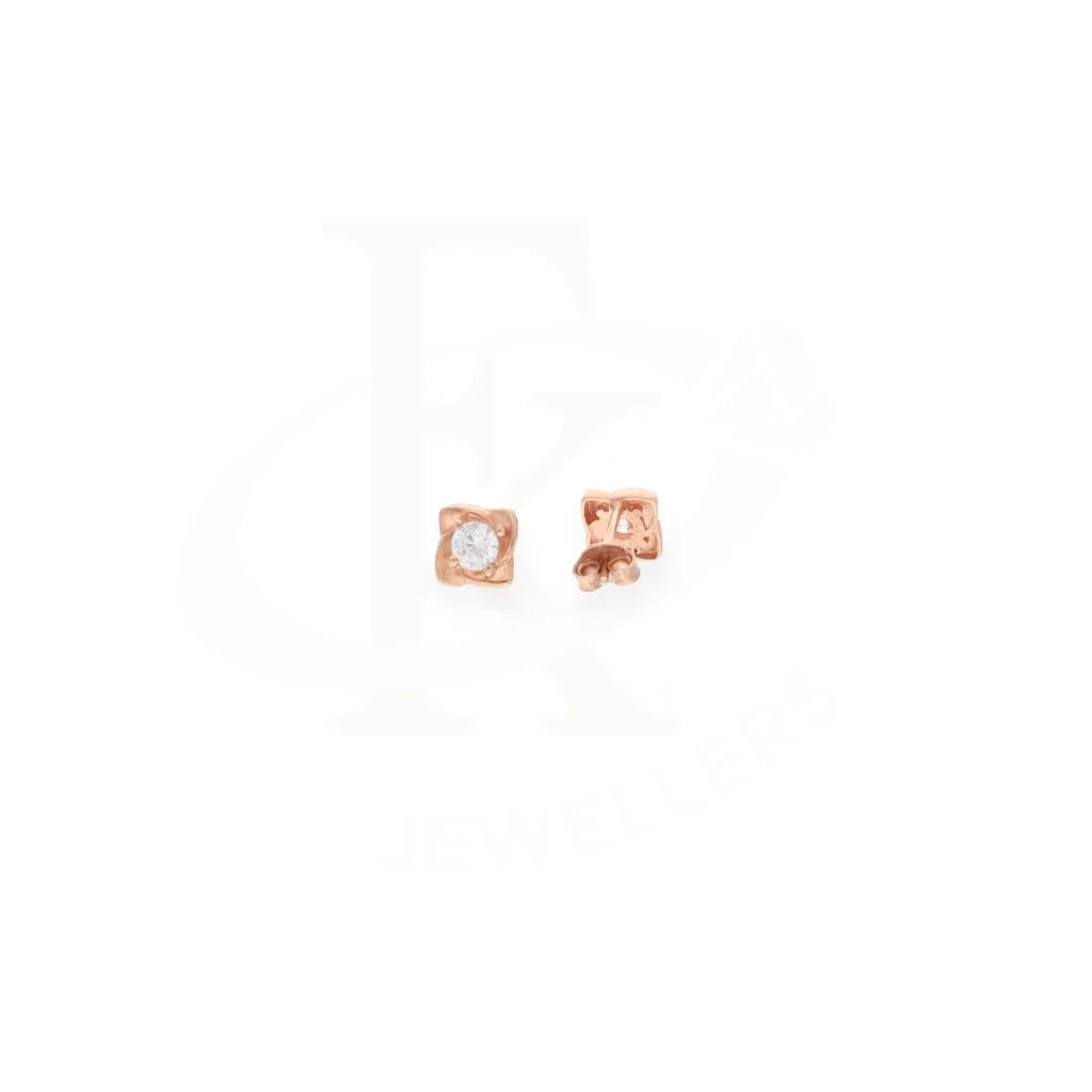 Sterling Silver 925 Rose Gold Plated Floral Shaped Stud Earrings - Fkjernsl8018