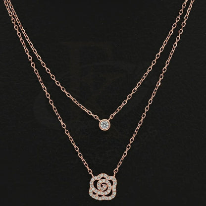 Italian Silver 925 Rose Gold Plated Flower Necklace - Fkjnklsl2627 Necklaces