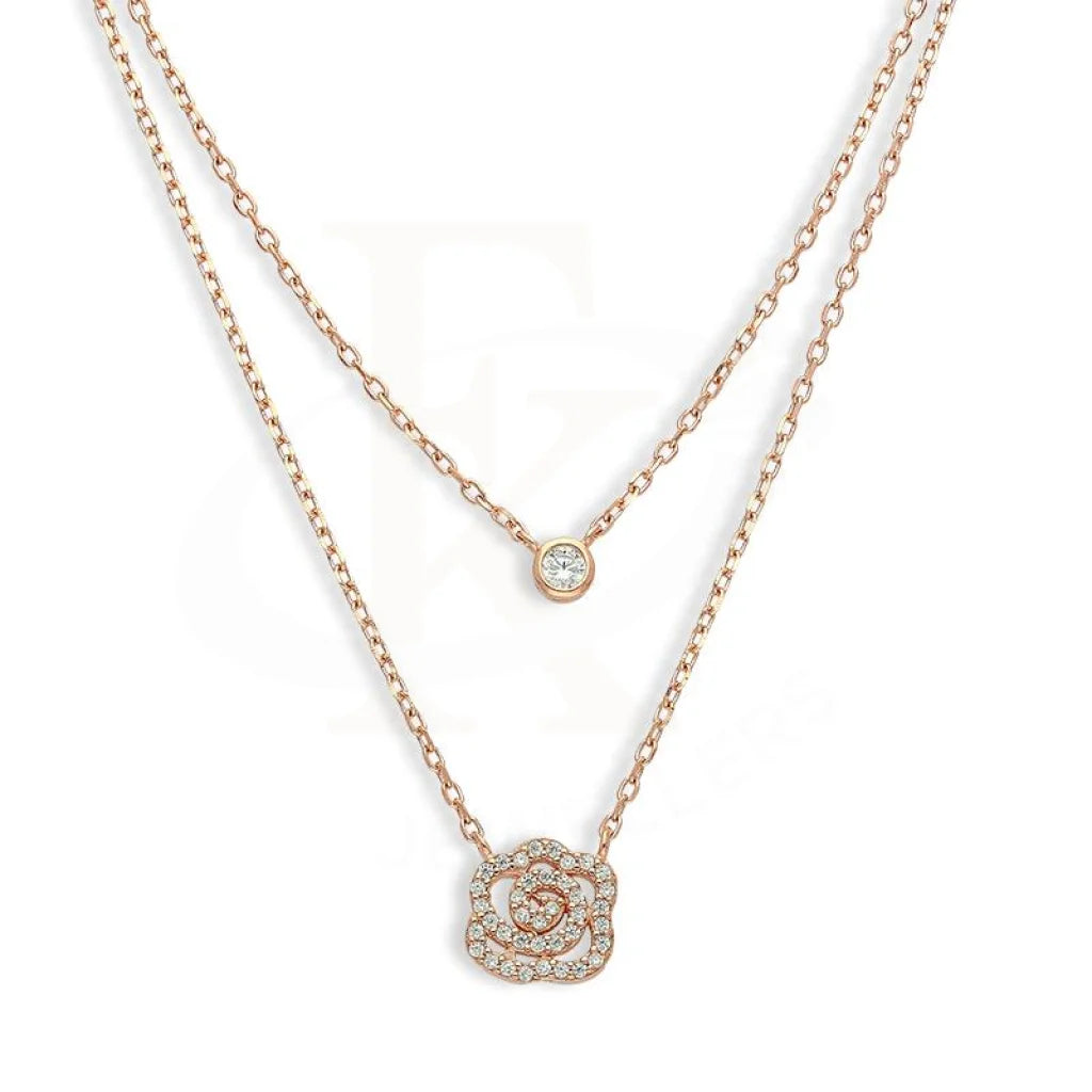 Italian Silver 925 Rose Gold Plated Flower Necklace - Fkjnklsl2627 Necklaces