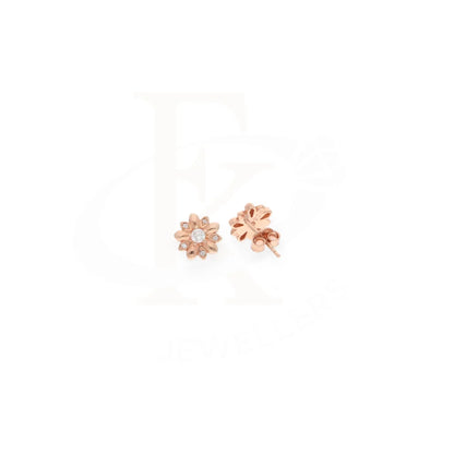 Sterling Silver 925 Rose Gold Plated Flower Shaped Stud Earrings - Fkjernsl8016