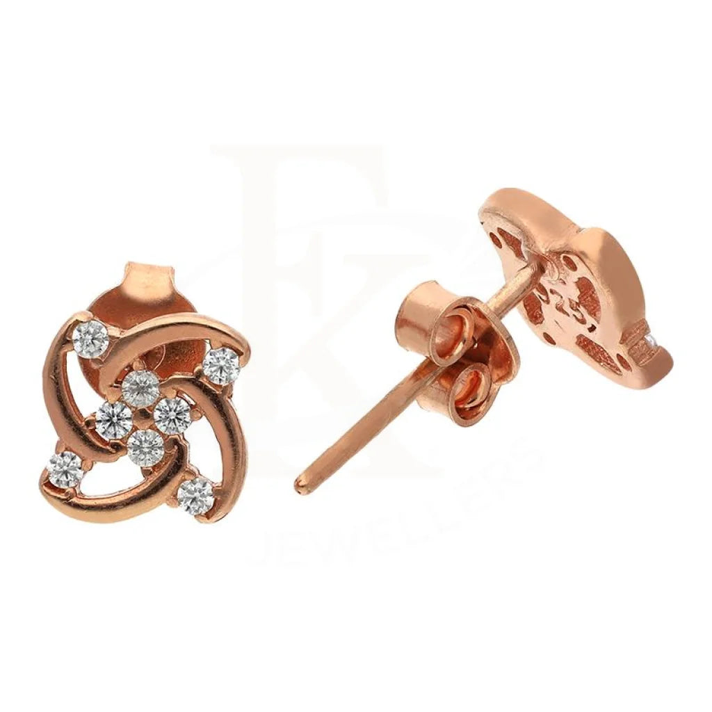 Italian Silver 925 Rose Gold Plated Flower Stud Earrings - Fkjernsl2503