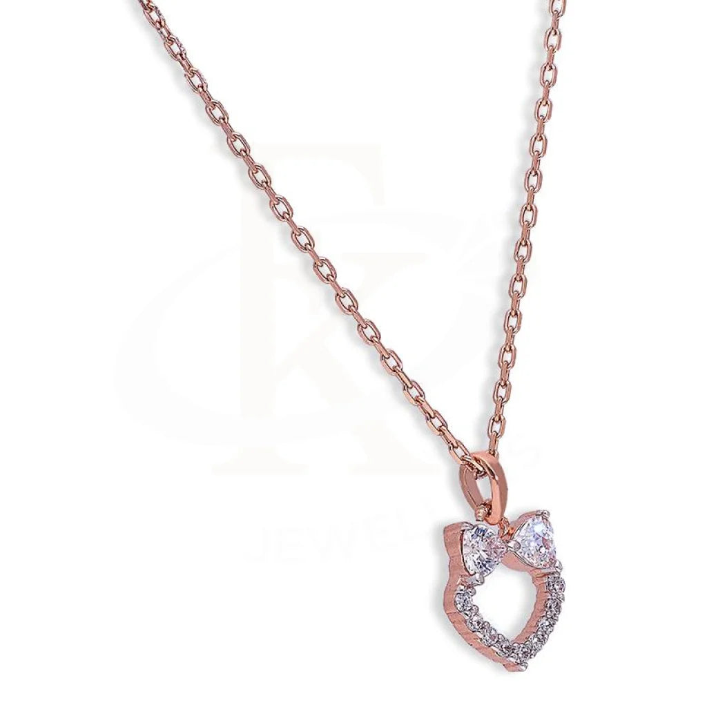 Italian Silver 925 Rose Gold Plated Heart Necklace - Fkjnklsl2626 Necklaces