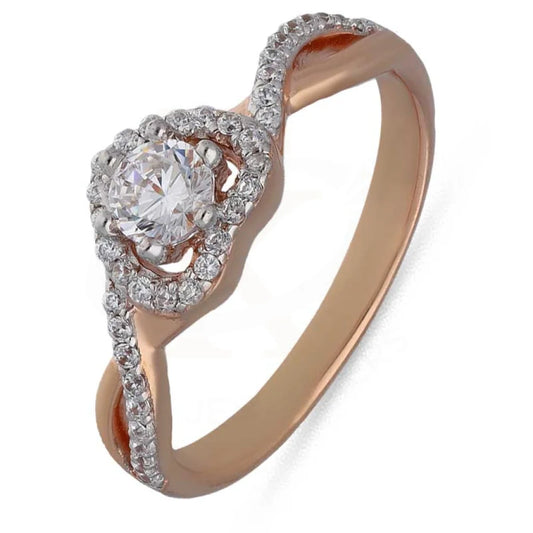 Sterling Silver 925 Rose Gold Plated Heart Shaped Solitaire Ring - Fkjrnsl3540 Rings