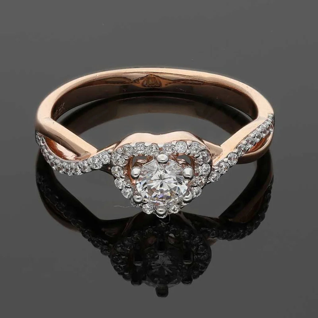 Sterling Silver 925 Rose Gold Plated Heart Shaped Solitaire Ring - Fkjrnsl3540 Rings