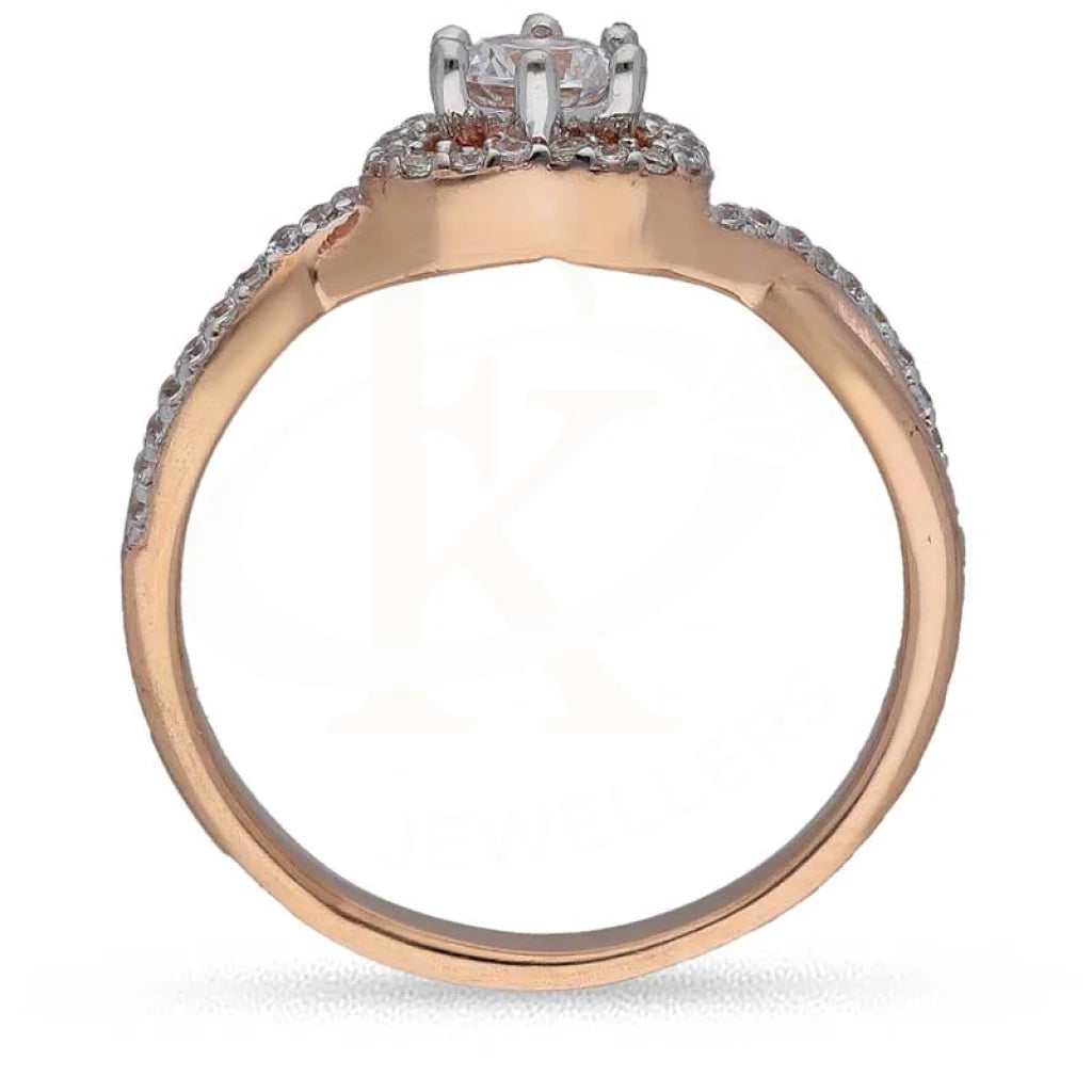 Sterling Silver 925 Rose Gold Plated Heart Shaped Solitaire Ring - Fkjrnsl3540 Rings