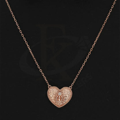 Italian Silver 925 Rose Gold Plated Heart With Crown Necklace - Fkjnklsl2212 Necklaces