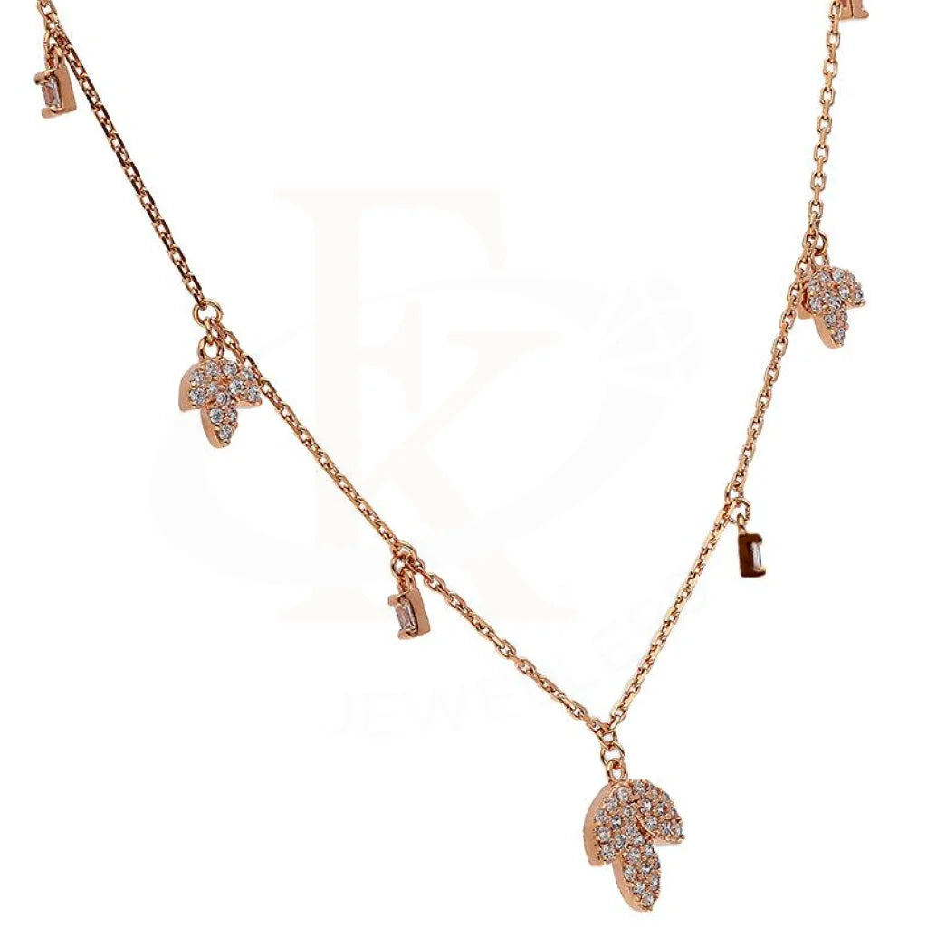 Sterling Silver 925 Rose Gold Plated Leaf Shaped Necklace - Fkjnklsl2897 Necklaces