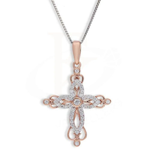 Sterling Silver 925 Rose Gold Plated Necklace (Chain With Cross Pendant) - Fkjnklsl3005 Necklaces