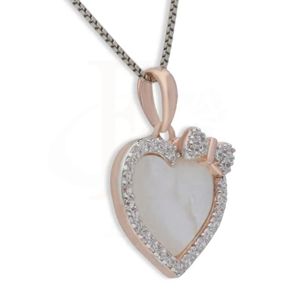 Sterling Silver 925 Rose Gold Plated Necklace (Chain With Heart Knot Pendant) - Fkjnklsl2982