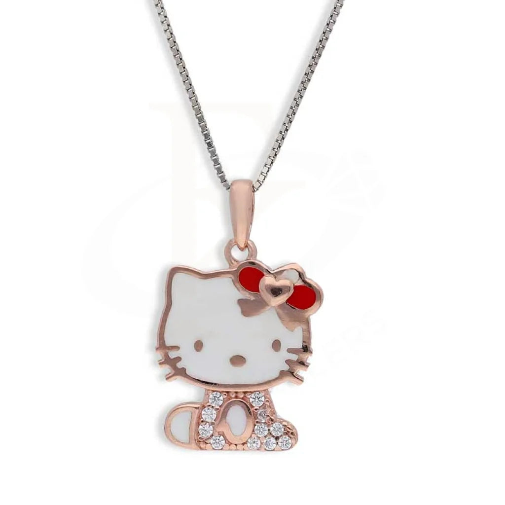 Sterling Silver 925 Rose Gold Plated Necklace (Chain With Hello Kitty Pendant) - Fkjnklsl3002