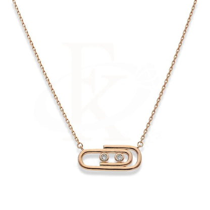 Italian Silver 925 Rose Gold Plated Paper Clip Shaped Necklace - Fkjnklsl2194 Necklaces