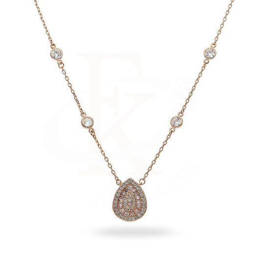Italian Silver 925 Rose Gold Plated Pear Necklace - Fkjnklsl2214 Necklaces