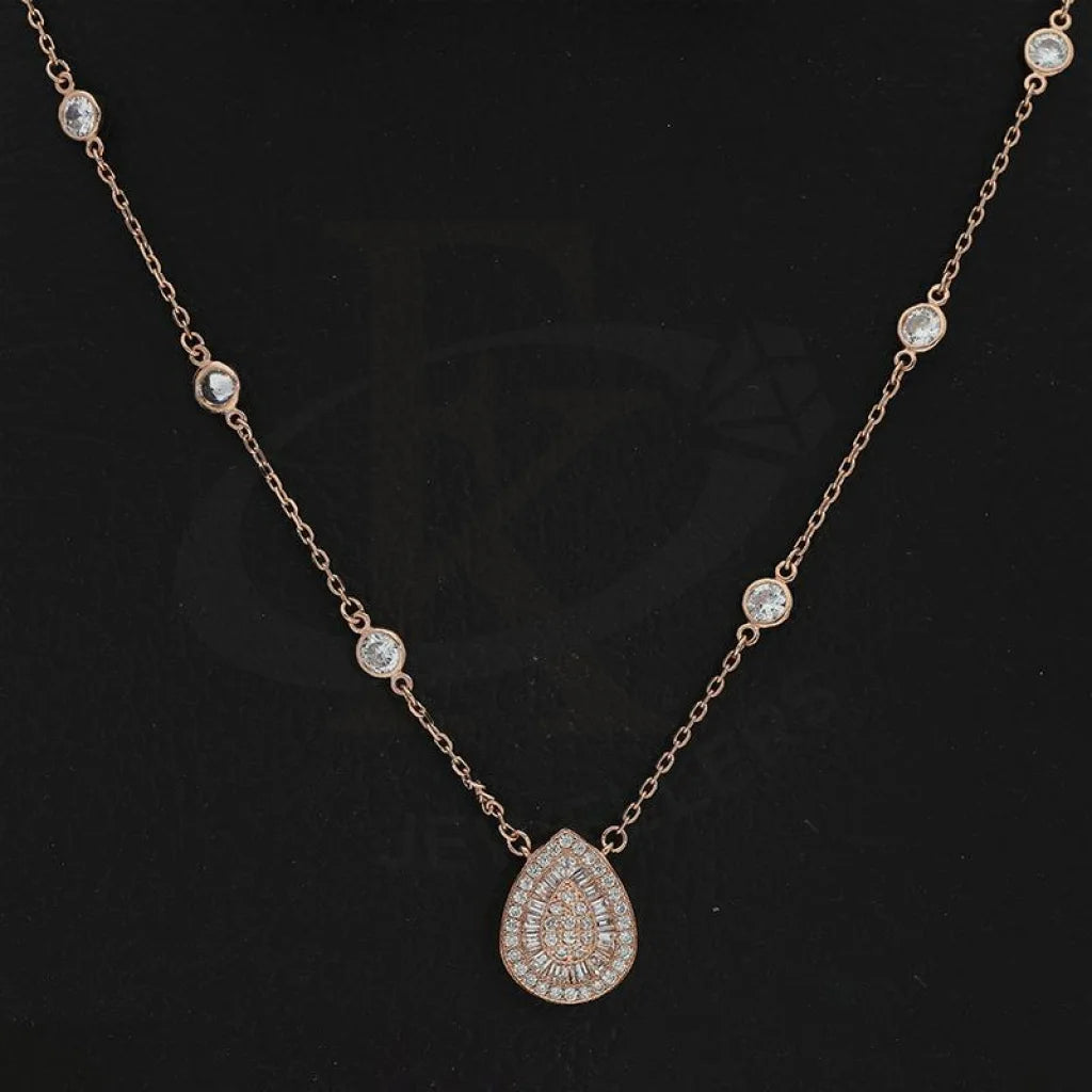 Italian Silver 925 Rose Gold Plated Pear Necklace - Fkjnklsl2214 Necklaces