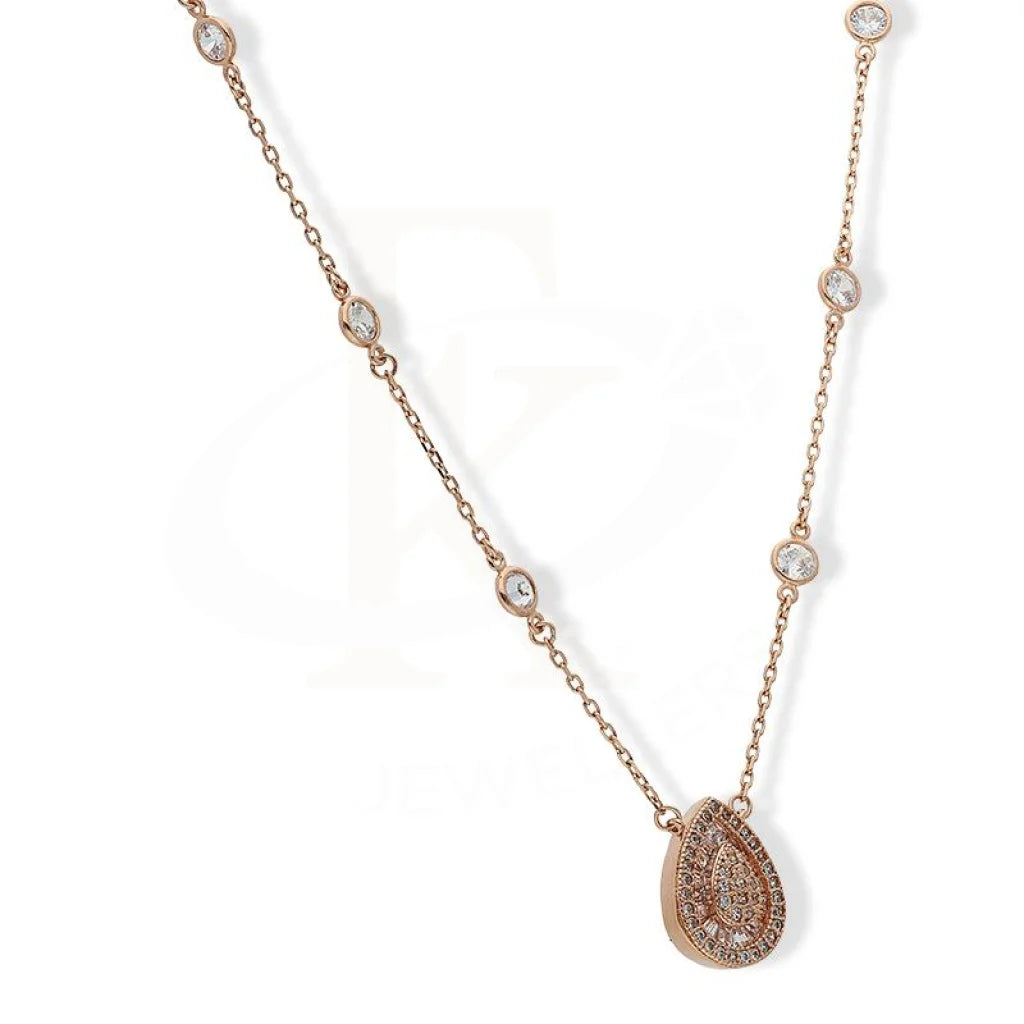 Italian Silver 925 Rose Gold Plated Pear Necklace - Fkjnklsl2214 Necklaces