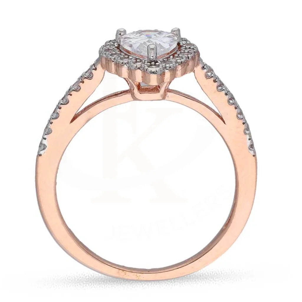 Sterling Silver 925 Rose Gold Plated Pear Shaped Solitaire Ring - Fkjrnsl3541 Rings