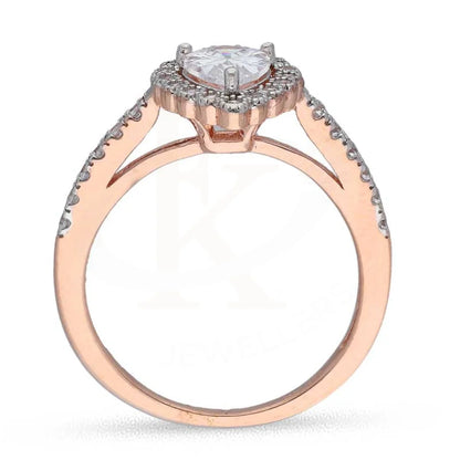 Sterling Silver 925 Rose Gold Plated Pear Shaped Solitaire Ring - Fkjrnsl3541 Rings