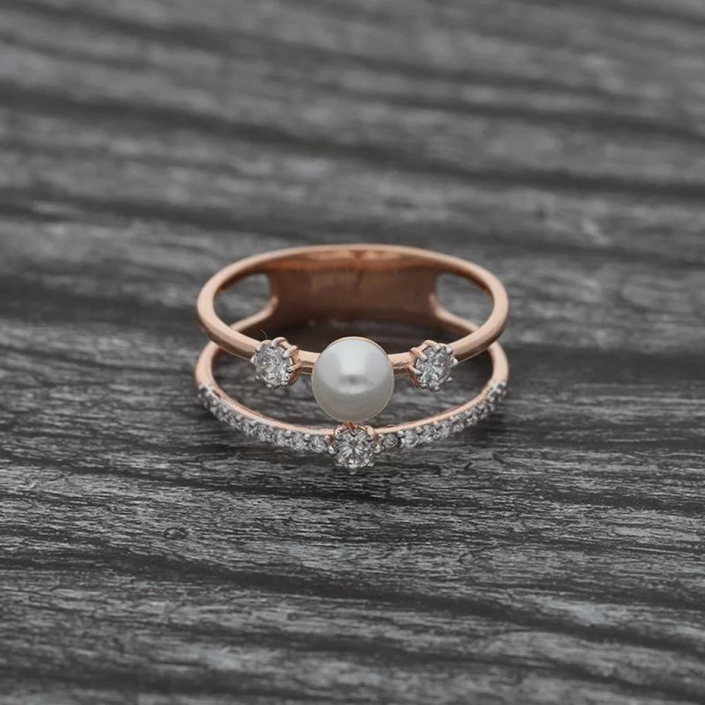 Sterling Silver 925 Rose Gold Plated Pearl Ring - Fkjrnsl3638 Rings