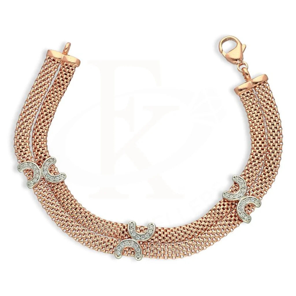 Italian Silver 925 Rose Gold Plated Pendant Set (Necklace Earrings And Bracelet) - Fkjnklstsl2254