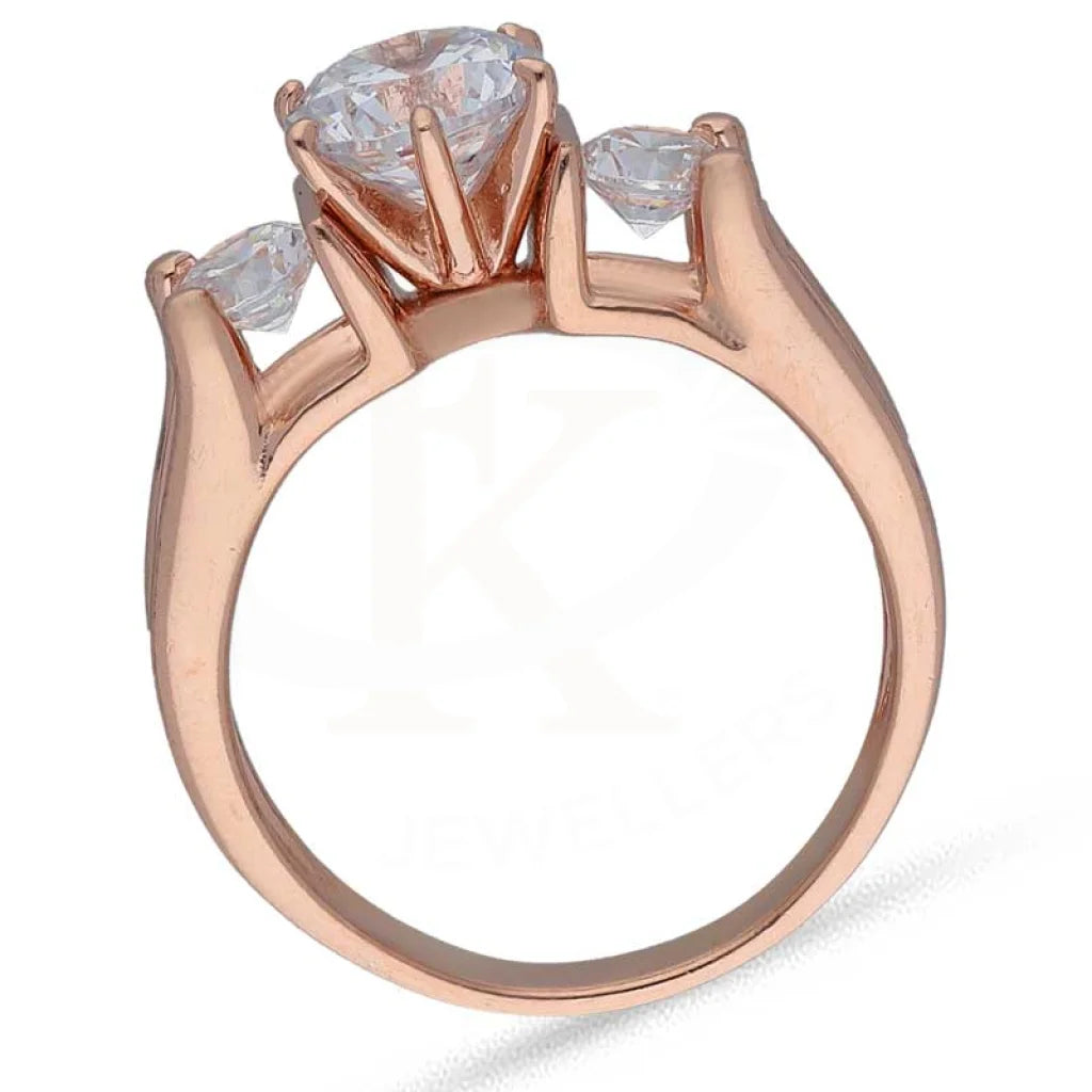 Sterling Silver 925 Rose Gold Plated Round Shaped Solitaire Ring - Fkjrnsl3538 Rings