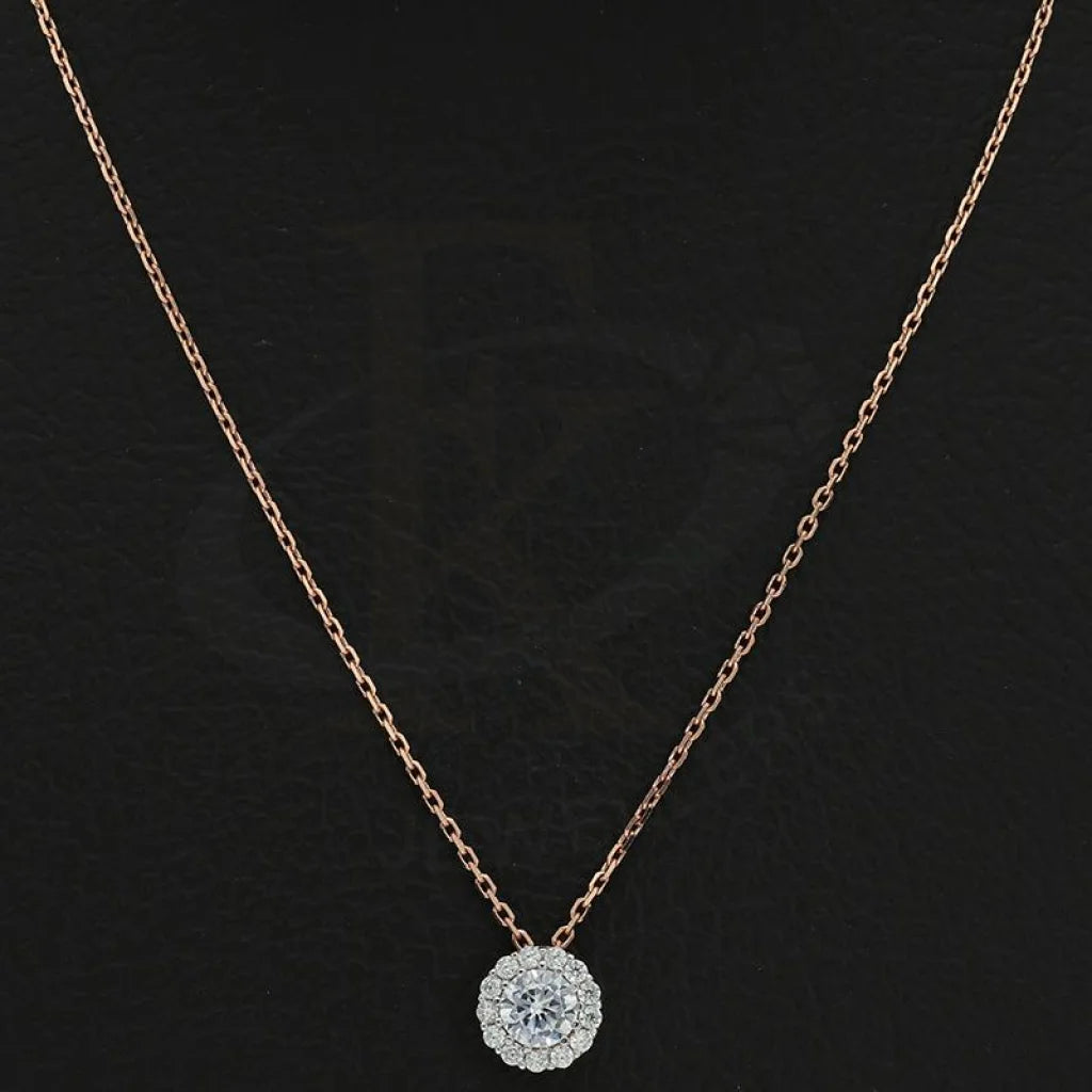 Italian Silver 925 Rose Gold Plated Round Solitaire Necklace - Fkjnklsl2656 Necklaces