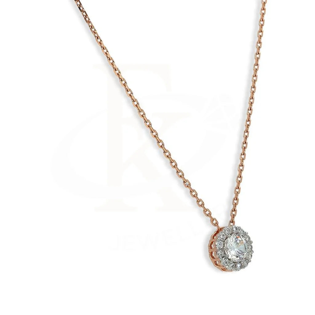 Italian Silver 925 Rose Gold Plated Round Solitaire Necklace - Fkjnklsl2656 Necklaces