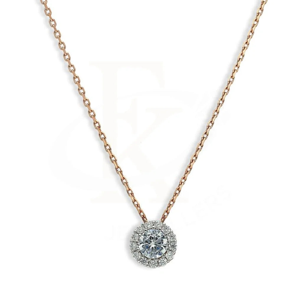 Italian Silver 925 Rose Gold Plated Round Solitaire Necklace - Fkjnklsl2656 Necklaces