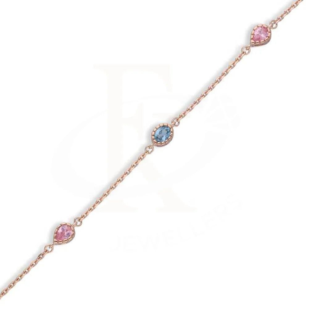 Sterling Silver 925 Rose Gold Plated Solitaires Anklet - Fkjanklsl2017 Anklets