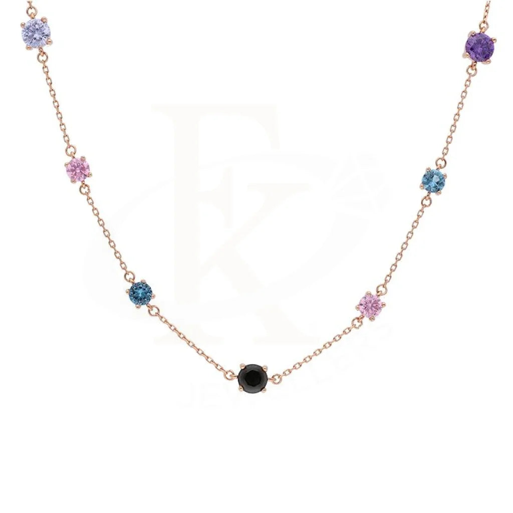 Sterling Silver 925 Rose Gold Plated Solitaires Necklace - Fkjnklsl2899 Necklaces