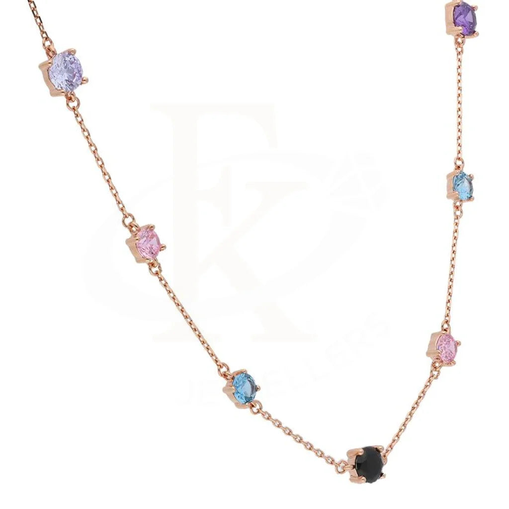 Sterling Silver 925 Rose Gold Plated Solitaires Necklace - Fkjnklsl2899 Necklaces