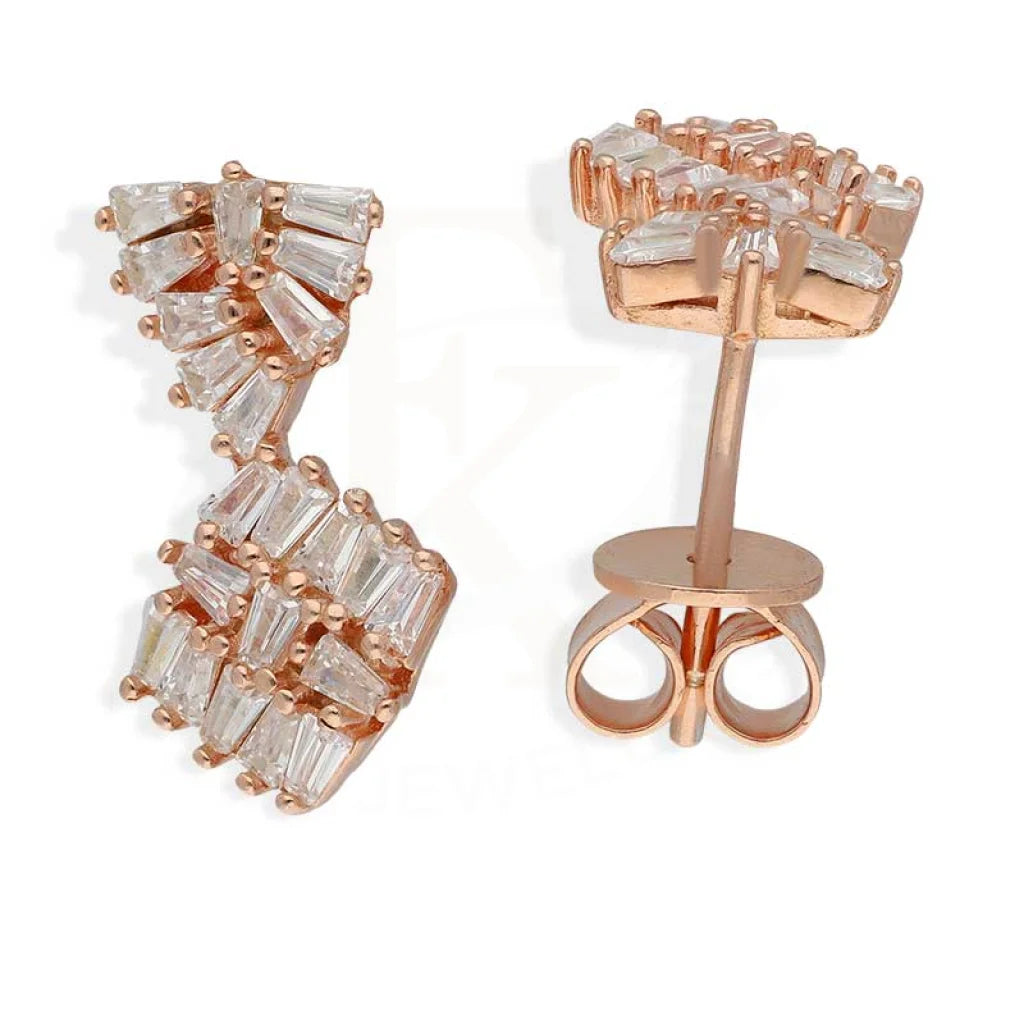 Sterling Silver 925 Rose Gold Plated Stud Earrings - Fkjernsl2949