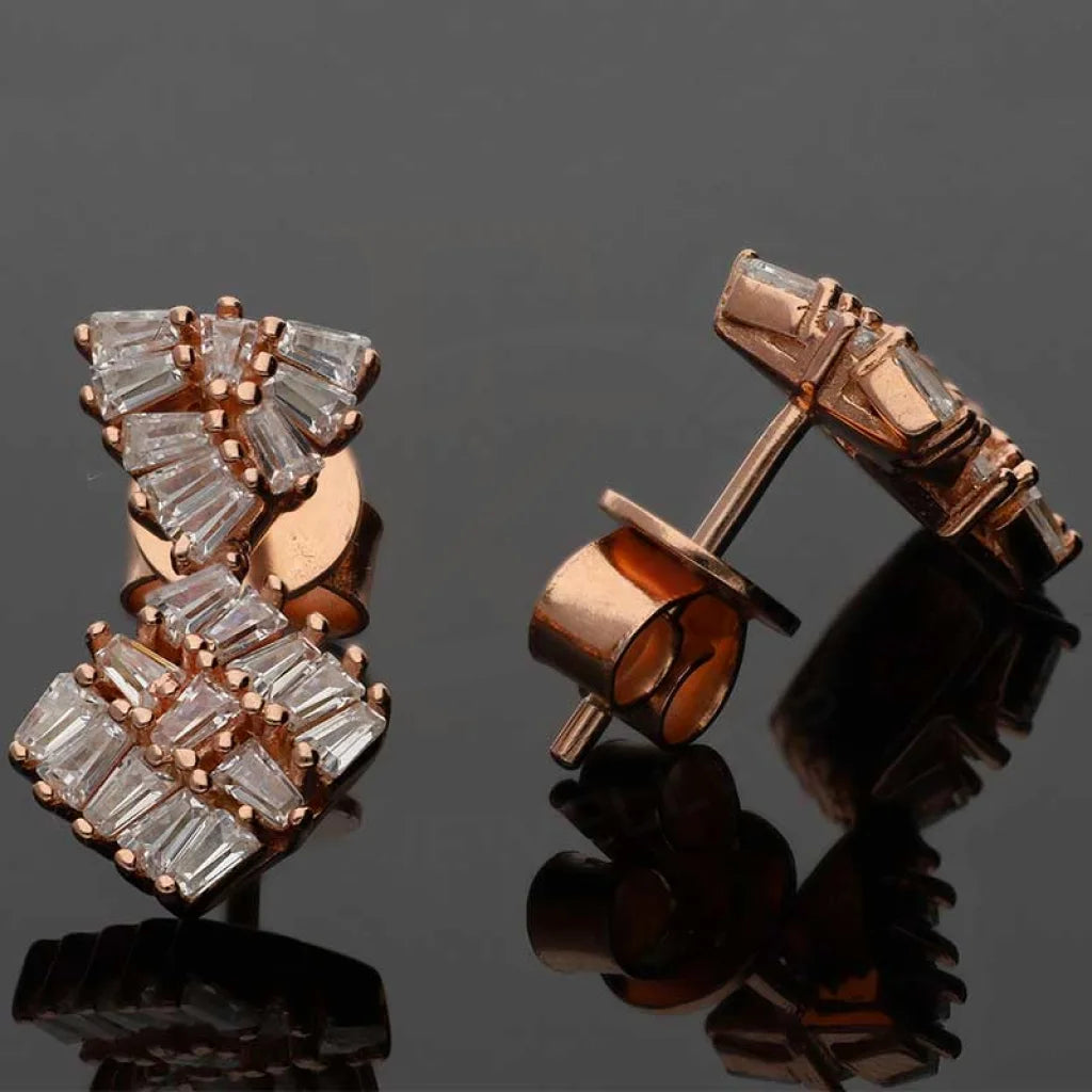 Sterling Silver 925 Rose Gold Plated Stud Earrings - Fkjernsl2949