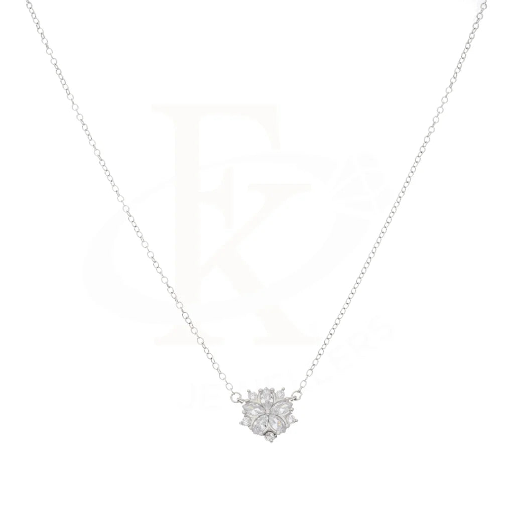 Sterling Silver 925 Round Folwer American Diamond Necklace - Fkjnklsl5890 Necklaces