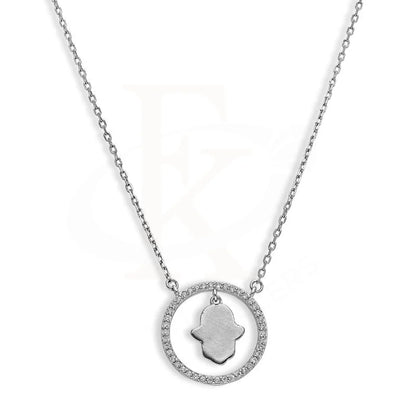 Italian Silver 925 Round Shaped Hamsa Hand Necklace - Fkjnklsl2646 Necklaces