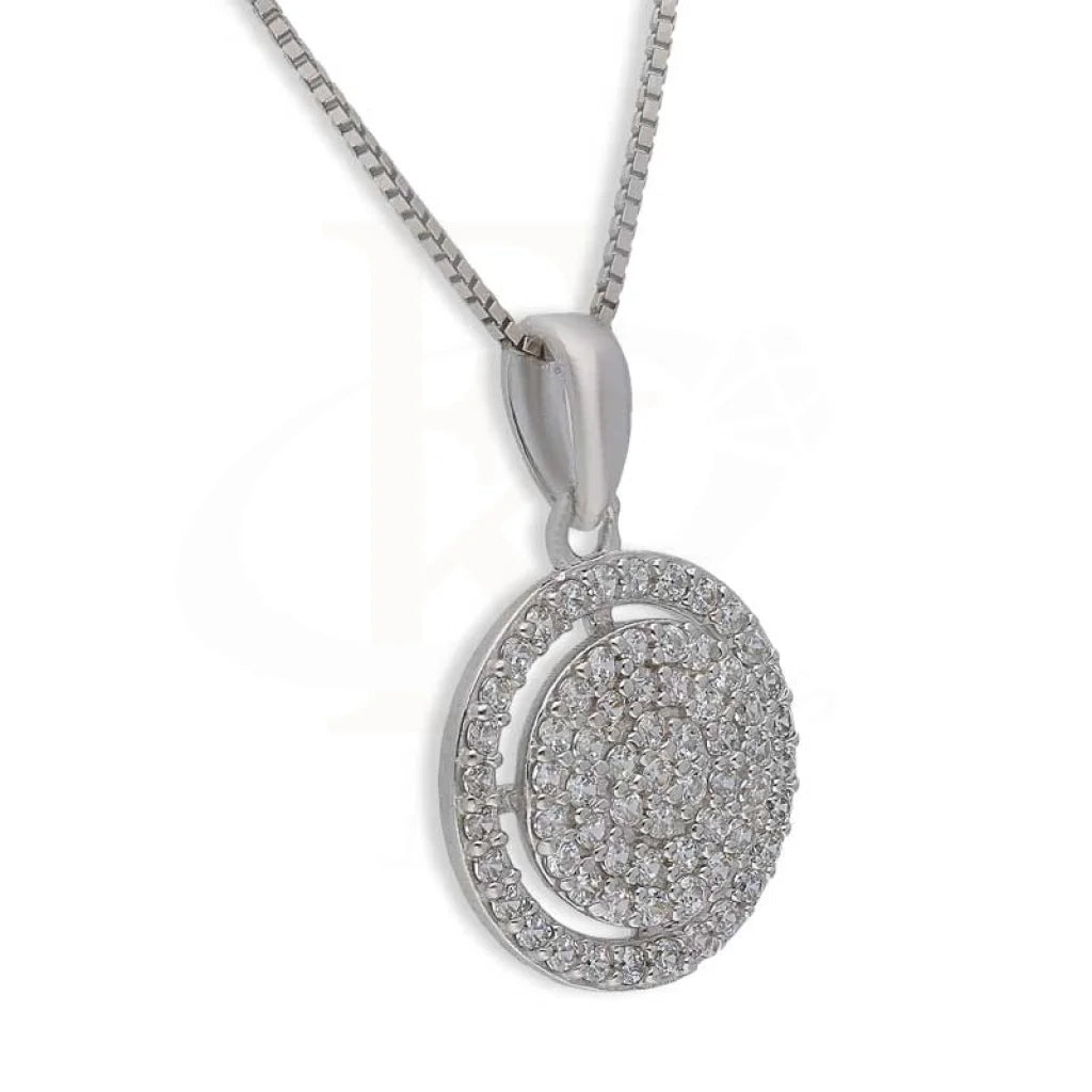 Sterling Silver 925 Round Shaped Pendant Set (Necklace Earrings And Ring) - Fkjnklstsl2377 Sets
