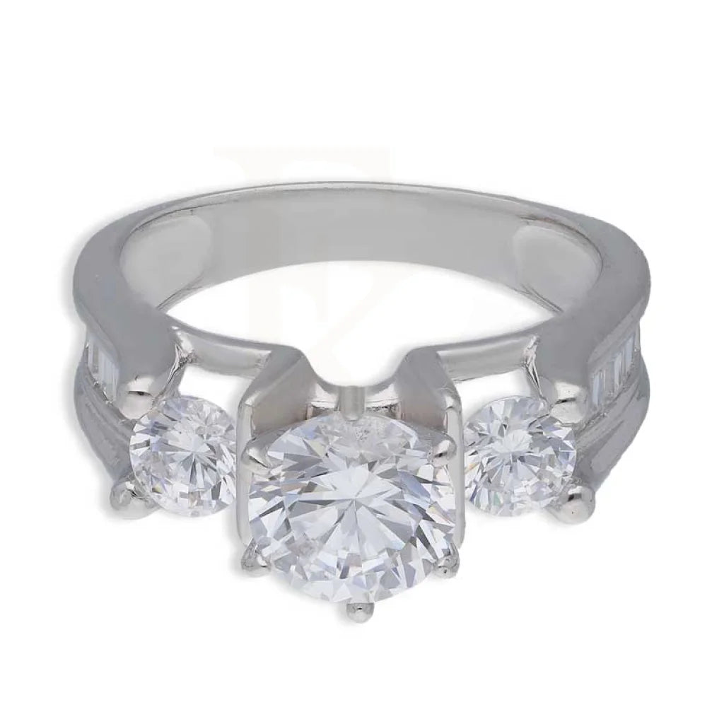 Sterling Silver 925 Round Shaped Solitaire Ring - Fkjrnsl3526 Rings