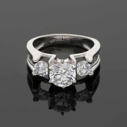 Sterling Silver 925 Round Shaped Solitaire Ring - Fkjrnsl3526 Rings