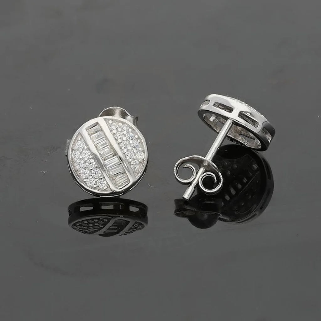 Sterling Silver 925 Round Shaped Stud Earrings - Fkjernsl2984