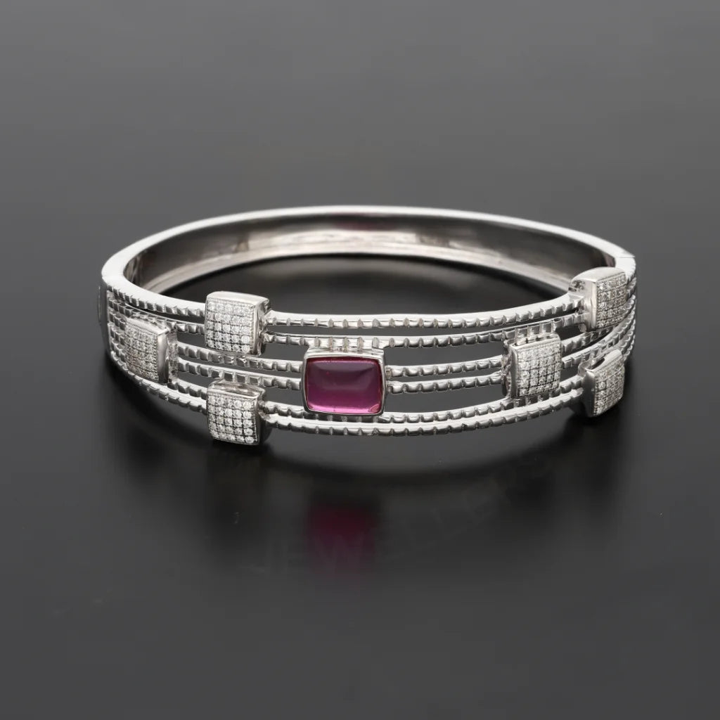 Sterling Silver 925 Pink Zircon Bangle - Fkjbngsl7919 Bangles