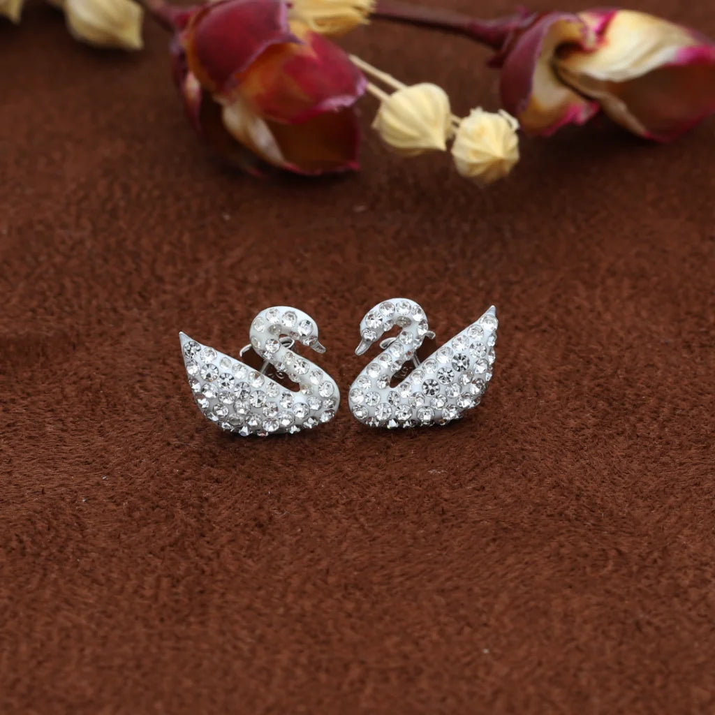 Sterling Silver 925 Swan Shaped Earrings - Fkjernsl7997