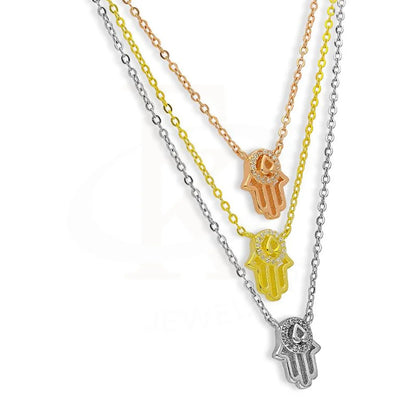 Italian Silver 925 Tri-Tone Hamsa Hand Gold Plated Necklace - Fkjnklsl2631 Necklaces