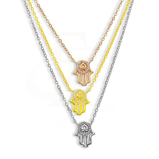 Italian Silver 925 Tri-Tone Hamsa Hand Gold Plated Necklace - Fkjnklsl2631 Necklaces