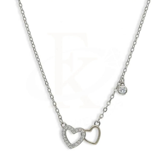 Sterling Silver 925 Twin Hearts Necklace - Fkjnklsl3023 Necklaces