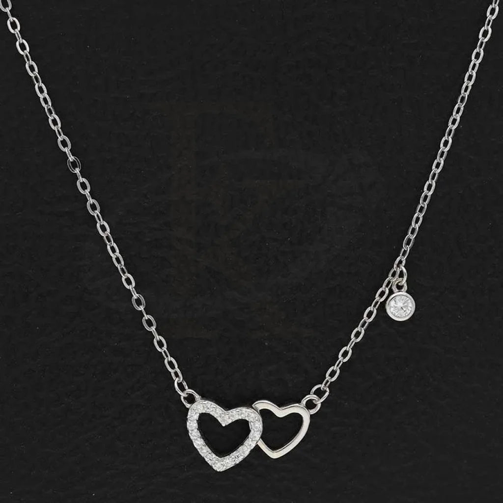 Sterling Silver 925 Twin Hearts Necklace - Fkjnklsl3023 Necklaces