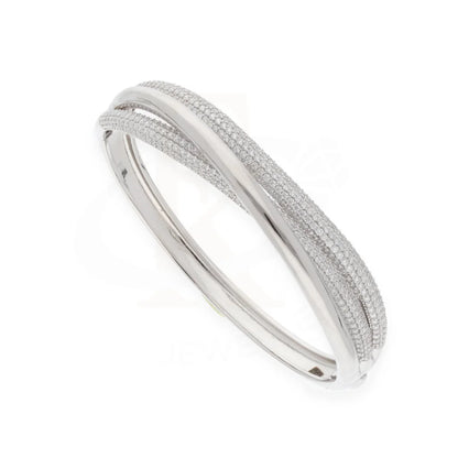Sterling Silver 925 Waves Cubic Zirconia Bangle - Fkjbngsl7920 Bangles