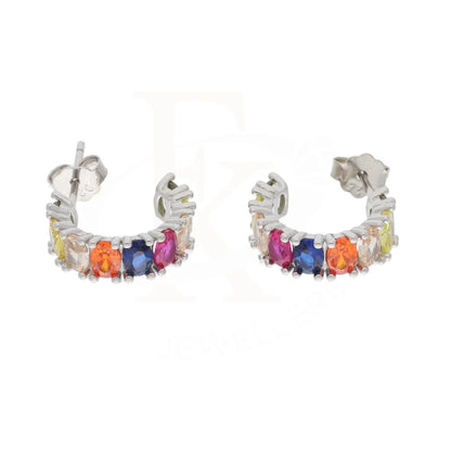 Sterling Silver 925 White Gold Rainbow Hoop Earrings - Fkjernsl5875