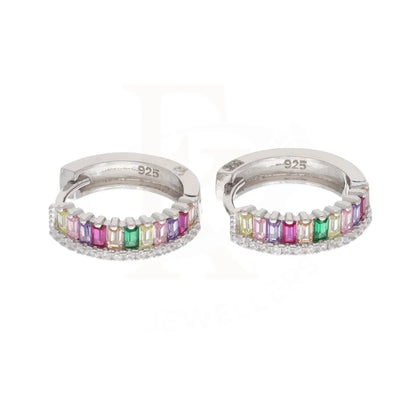 Sterling Silver 925 White Gold Rainbow Hoop Earrings - Fkjernsl5876