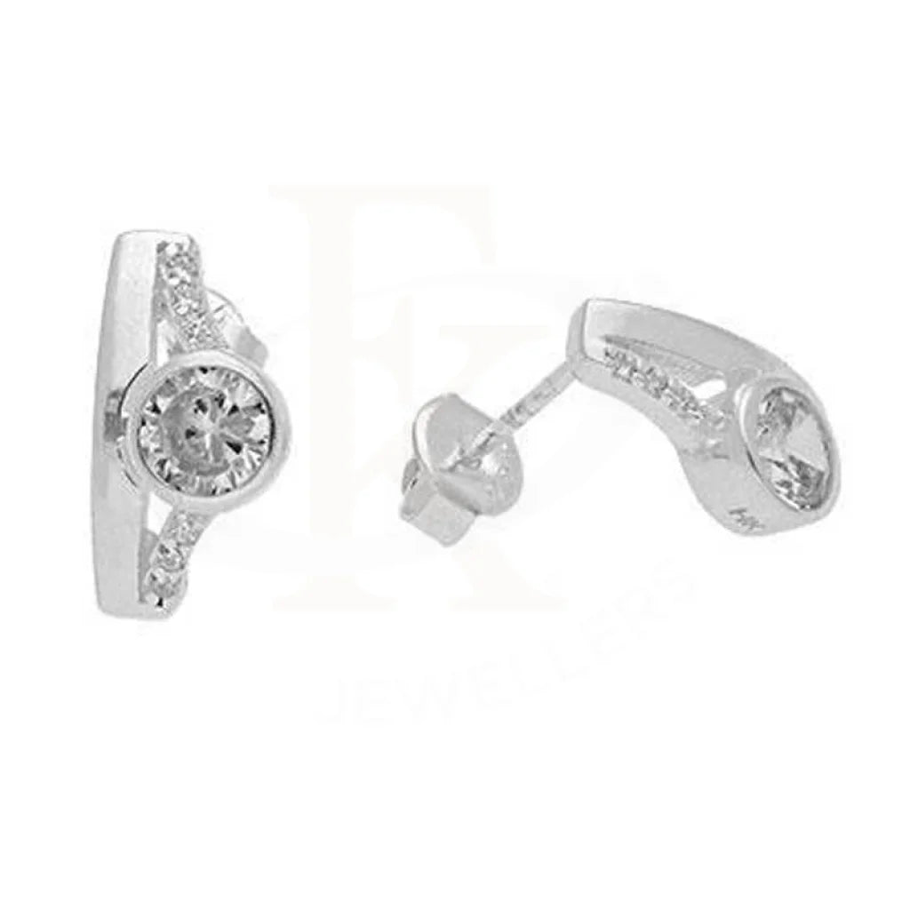 Italian Silver 925 White Solitaire Earrings - Fkjernsl2715