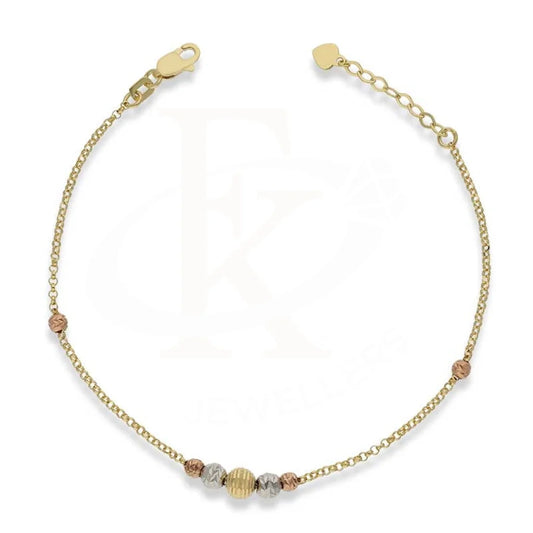 Tri Color Gold Beads Bracelet 18Kt - Fkjbrl18K2973 Bracelets