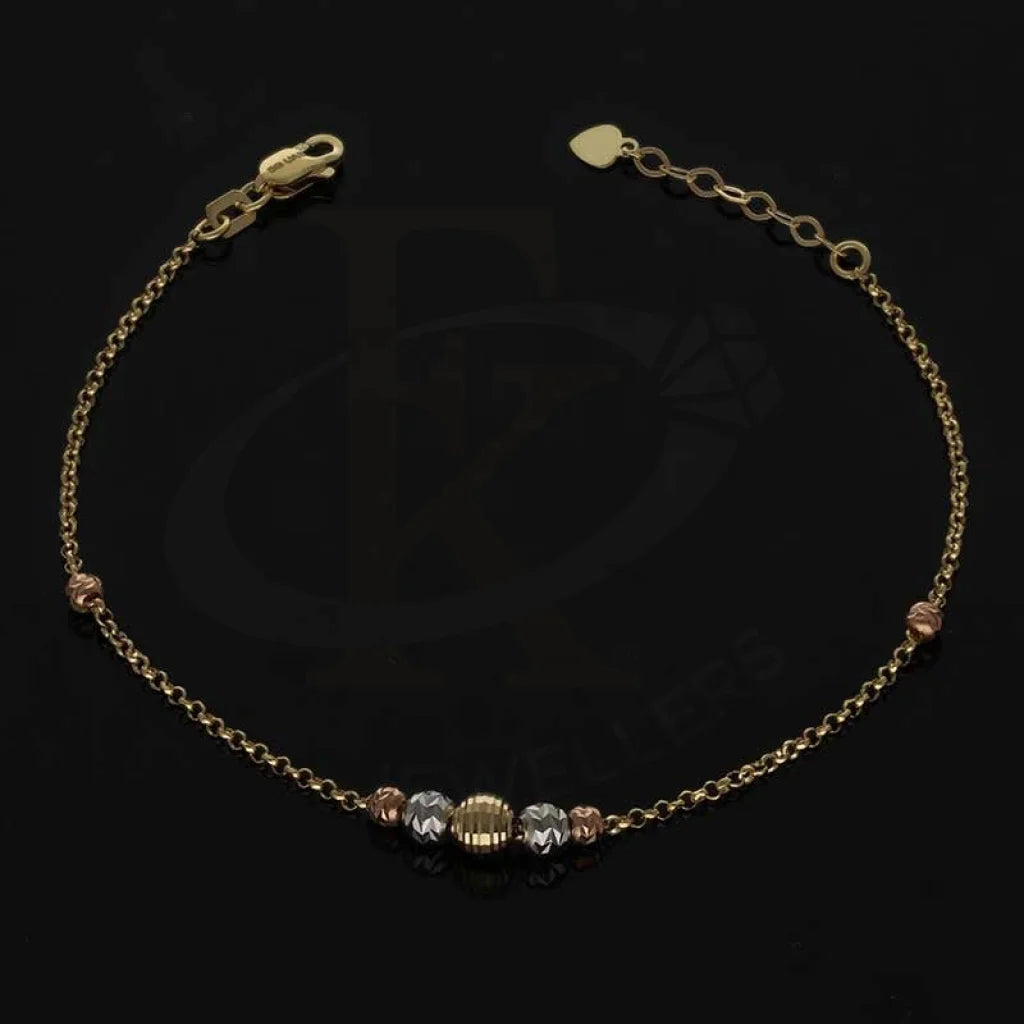 Tri Color Gold Beads Bracelet 18Kt - Fkjbrl18K2973 Bracelets