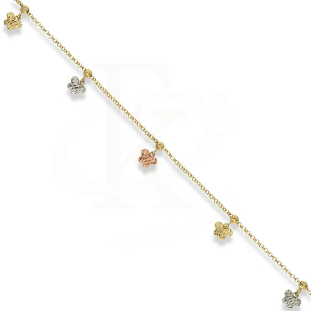 Tri Color Gold Hanging Flowers Bracelet 18Kt - Fkjbrl18K2975 Bracelets